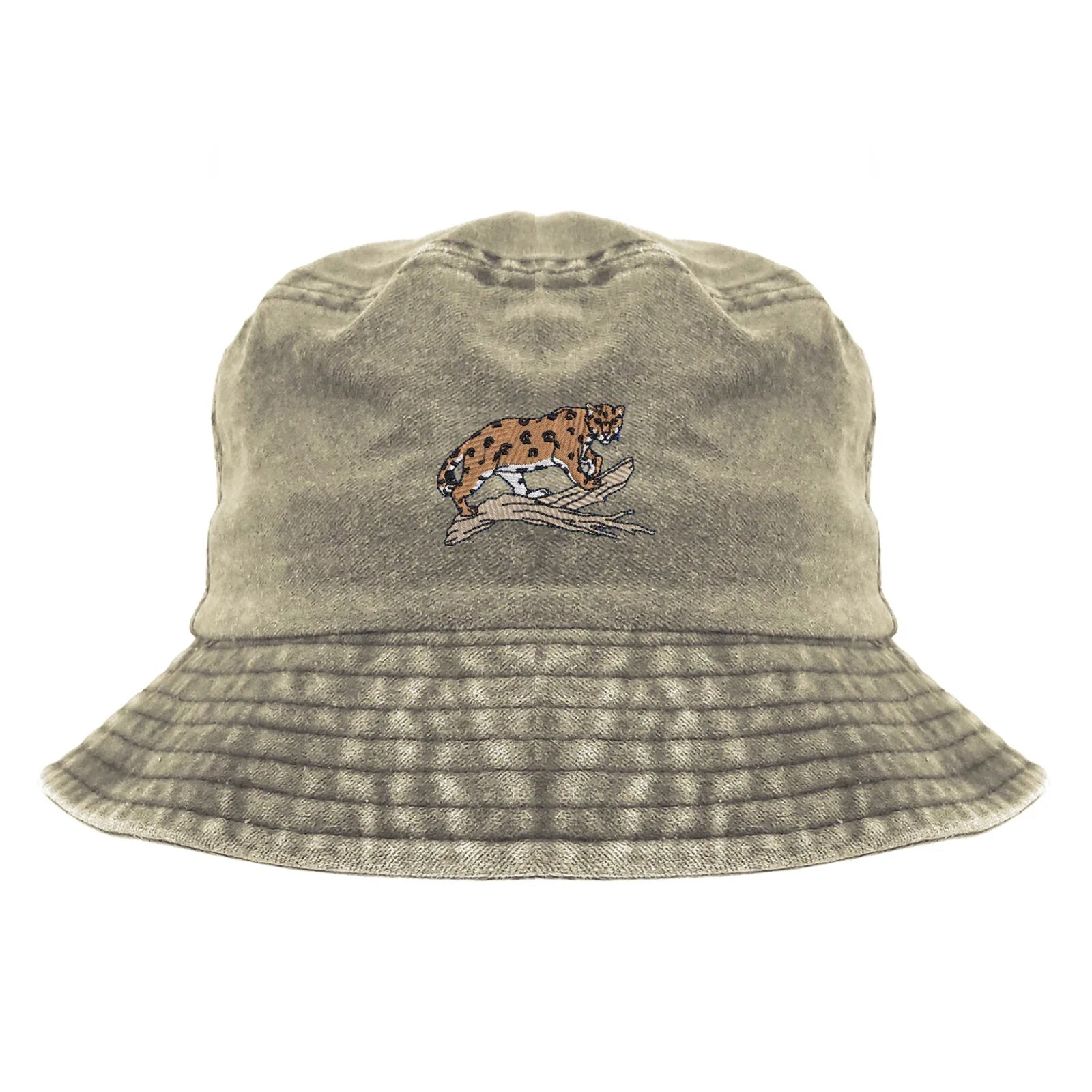 Jaguar embroidered bucket hat, pigment dyed camping hat