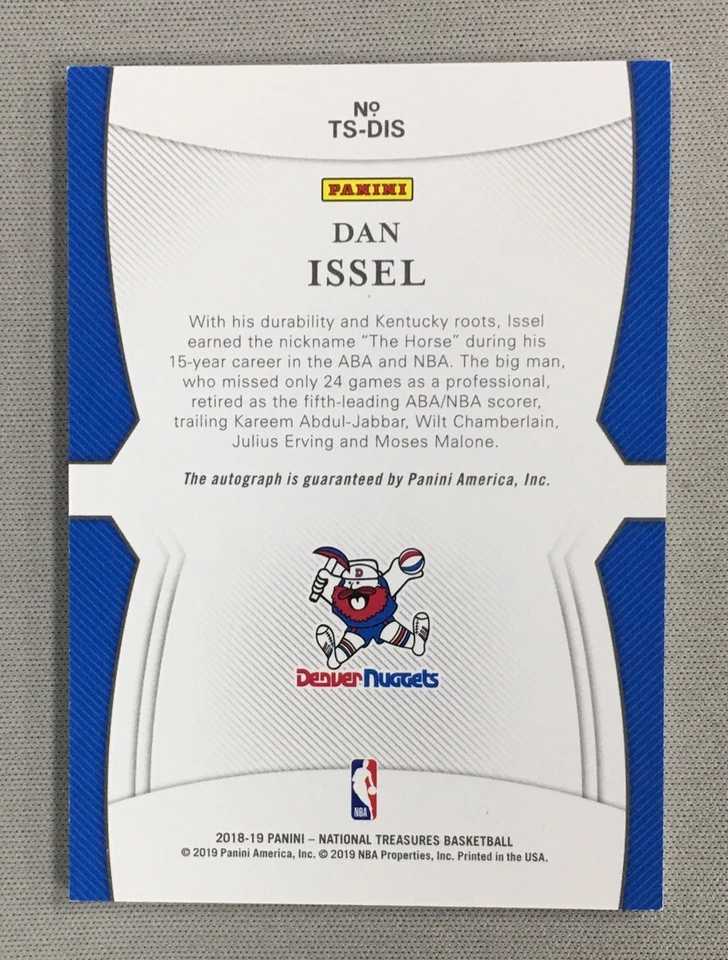 Dan Issel 2018-19 Panini National Treasures Treasured Signatures /99 NUGGETS - Image 2 of 2