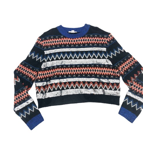 TOPSHOP Sequin Stripe Fair Isle Sweater 