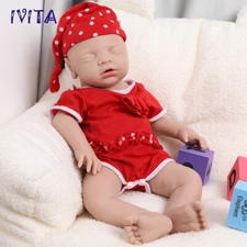 Cute 18" Eyes Closed Mouth Open Girl Silicone Lifelike Reborn Doll Real Touch