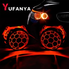 3.0 Blue Bi Xenon Honeycomb Projector Hid Lens Red Devil Eyes Headlights Diy