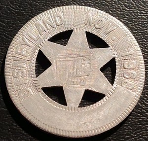 Vintage Metal Typer,  Good Luck Token, Disneyland Nov. 1968.