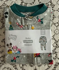 Disney Baby Mickey Minnie Holiday 1-Piece Sleeper Newborn NB Footed Pajamas
