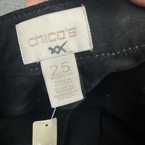 Chicos Pants Womens 2.5 Black Faux Suede Slim Fit Stretch Pull On 30 Inseam - Picture 12 of 16