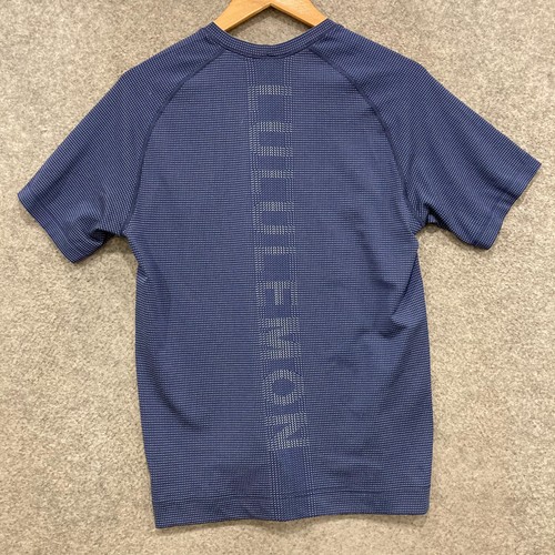 Camiseta Lululemon Para Hombre Talla Mediana Azul Manga Corta Elastizada 15218 - Imagen 5 de 7