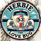 Vintage Herbie the Love Bug Car Fiberboard Tin Metal Signs Home Décor 8x8