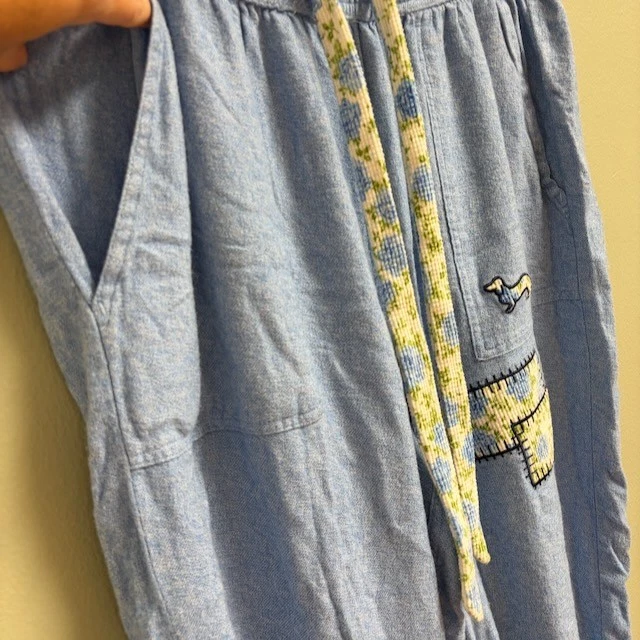 Pantalones de salón Peter Alexander para mujer talla M azules cómodos para perros bordados retazos Foto 2 de 4