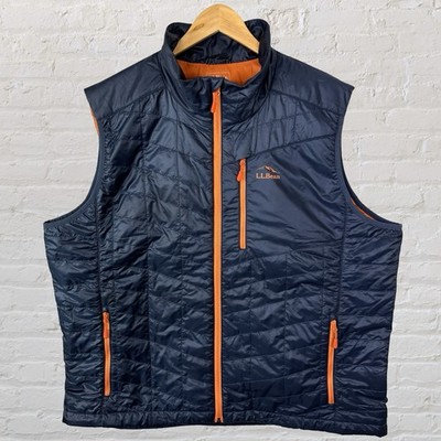 LL Bean Primaloft Packaway Vest Quilted Insulated Full Zip Blue Mens 2XL