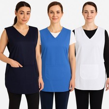 Womens Tabard Apron Workwear Cleaning Housekeeping Kitchen Uniform Hospitality