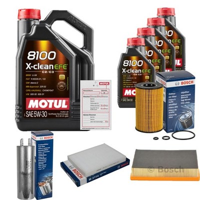 BOSCH Inspektionspaket 9L MOTUL 8100 X-CLEAN EFE 5W-30 für VW Multivan V 2.0