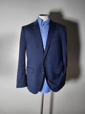 42R Bonobos Blue On Black Wool Stretch Blue Black Micro Check Blazer Jacket