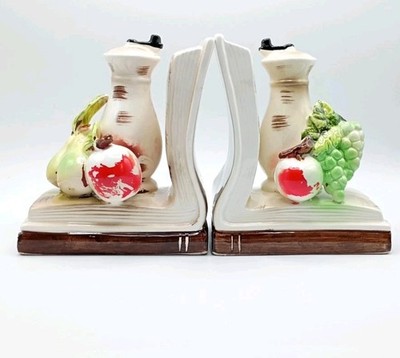 Vintage Inarco Japan Ceramic Bookends Country Farmhouse Kitchen Decor Fruit 
