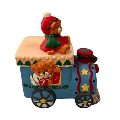 Enesco Lucy Rigg Musical Train Teddy Bear Vintage 1985 Ceramic Nursery Decor