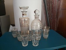 Servizio Bicchieri Bottiglie Vetro Opaco Vingage Dettagli Oro