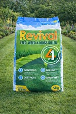 REVIVAL WEED FEED & MOSS KILLER 5KG COVERS 166M2 - 4 IN 1 WEED & FEED FOR LAWNS