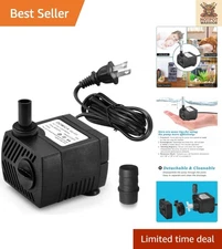 Durable Mini Fountain Pump 5W - 90 GPH for Aquariums, Hydroponics & Outdoor Use