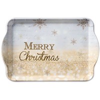 "Tablett*Snack-Tray\"X-Mas Atmosphere\"Schriftzug Schnee-Sterne 15X23Cm Weihnachten"