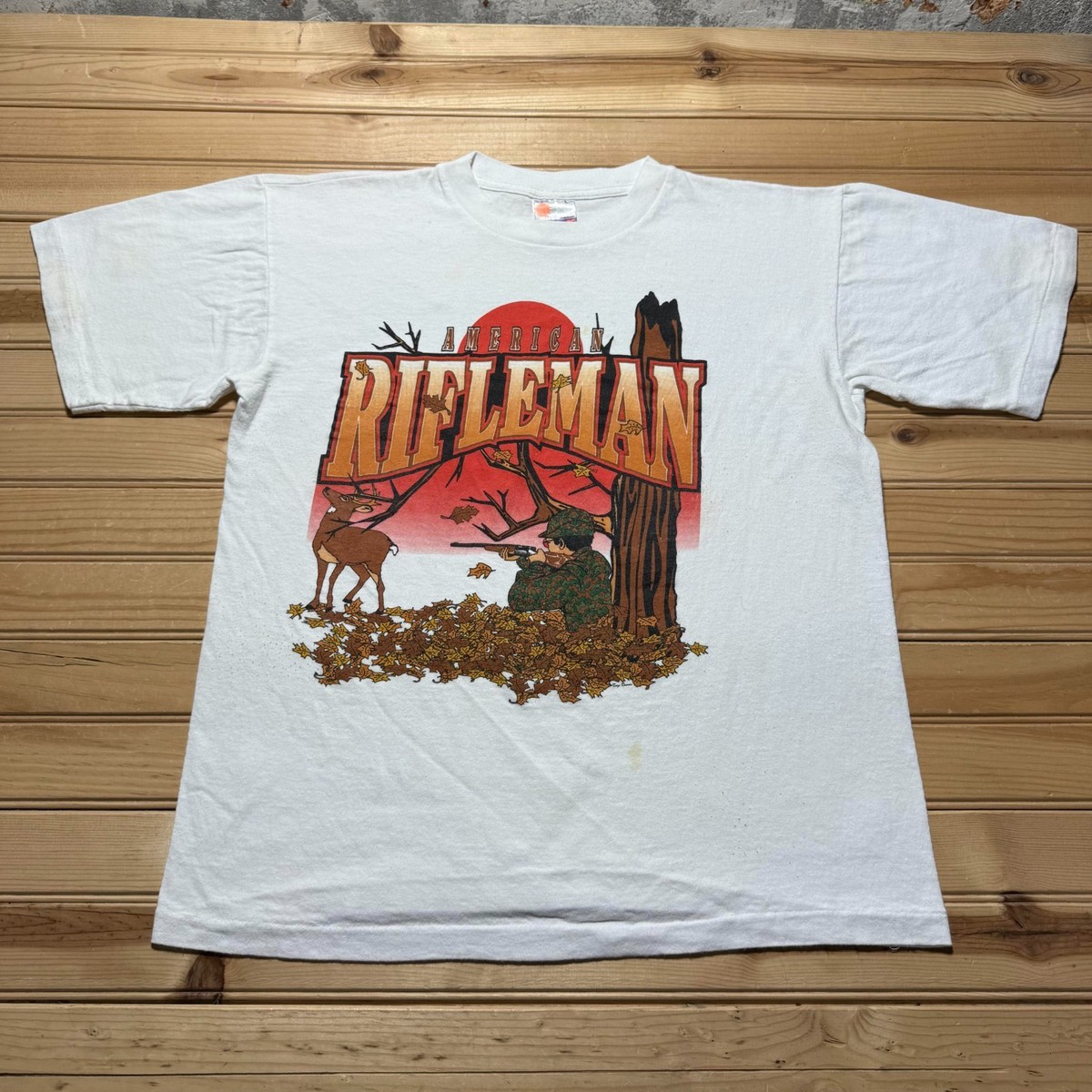 Vintage 90s American Rifleman Deer Hunter Hunting Graphic T-Shirt 