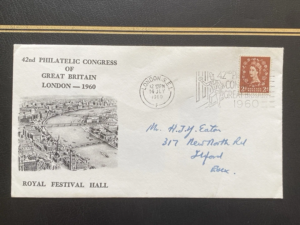 GB London International Stamp Exhibition 1960 cubiertas x2 con eslogan cancelaciones e ins. Foto 3 de 4