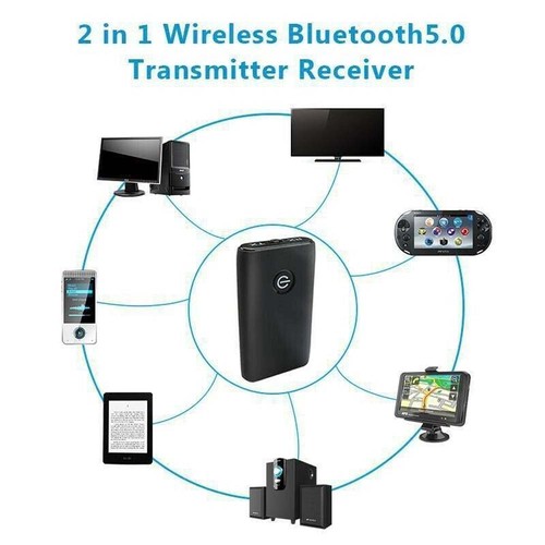 Bluetooth 5.0 Transmitter Receiver 2-in-1 3.5MM Computer TV Speaker For Use New - Afbeelding 4 van 17