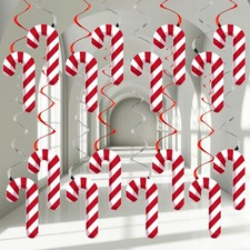 90pcs Christmas Candy Party Decorations Christmas Candy Cane Foil Swirl Ceili...