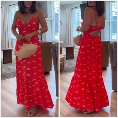 Women's Blogger Favorite A New Day Red & White Sardine Fish Print Maxi  Dress L | eBay