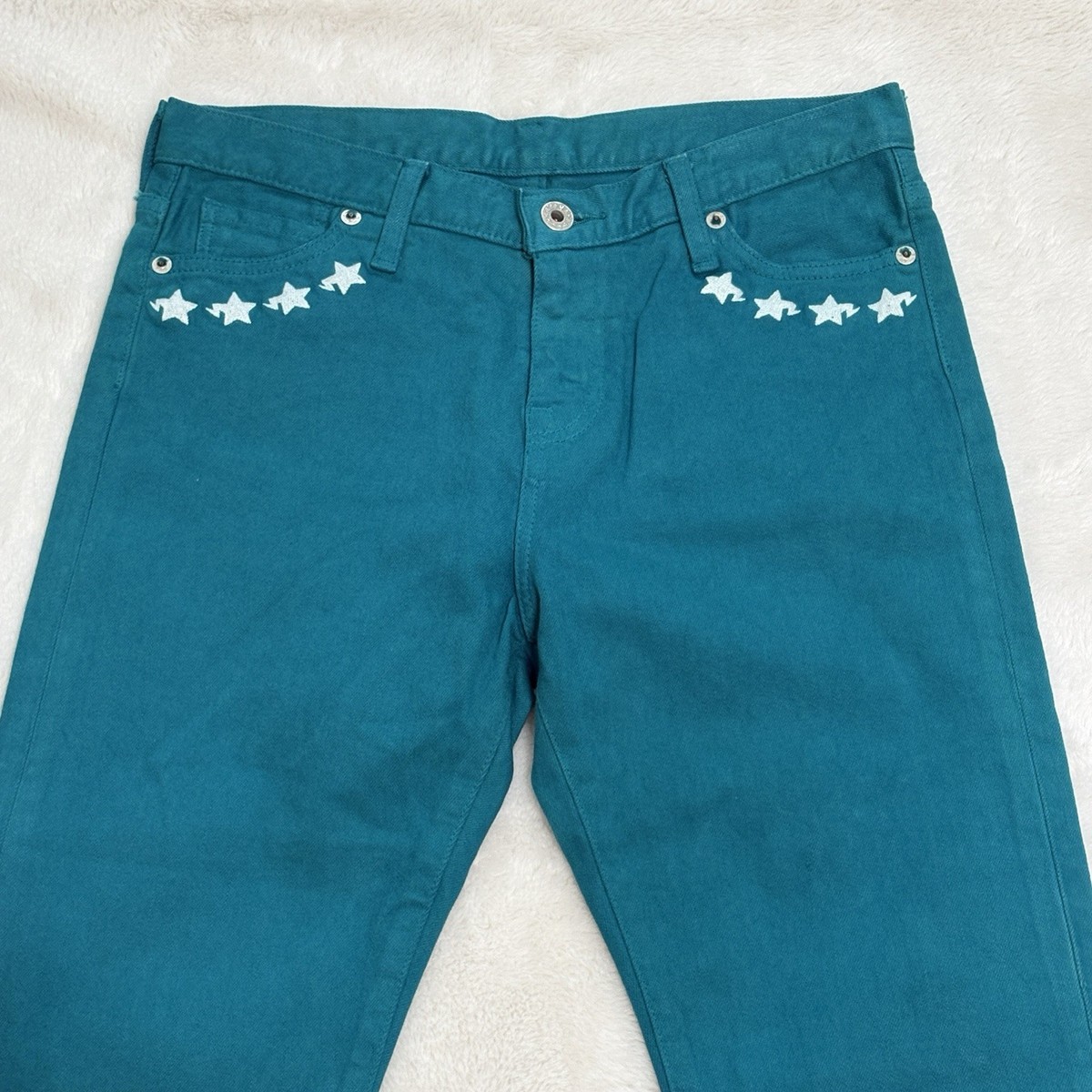 A Bathing Ape Bape Jeans Size 30 x 30 Bapesta Blue Teal Denim 