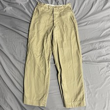 Vintage 50s US Military Khaki Trousers 27x27 Army Button Fly Twill Chino Pants