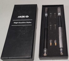 1 MEKO High-Sensitive Stylus 2-in-1 Disc Stylus Silver Pen w/ 6 Replacement Tips