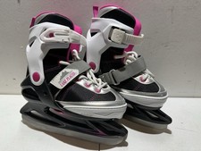 Lake Placid Girls' Adjustable Ice Skates Size 11-1 Pink White Black