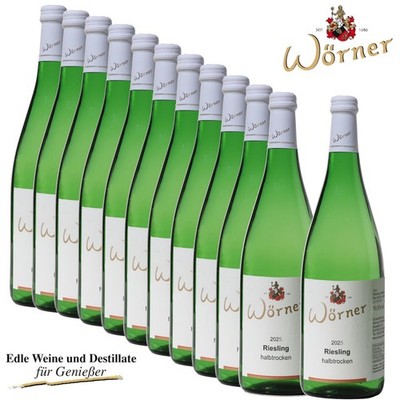 (5,13 /l)  Riesling halbtrocken 12 x 1Ltr. - WEINGUT WÖRNER - Wein aus der Pfalz