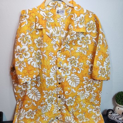 VIntage Aloha Republic Shirt Mens Xl Yellow Hawaiian Floral Original Aloha Camp