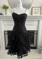 VINTAGE 80s GUNNE SAX JESSICA MCCLINTOCK GOTH GRUNGE PROM DRESS SZ XS BLACK RARE