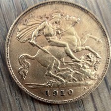 Edward VII 1910 Gold half Sovereign Coin St George & Dragon Reverse