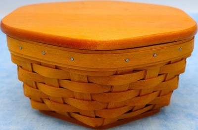 Longaberger 2000 Small Basket w Lid Handwoven USA Storage Display