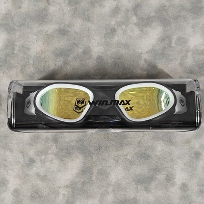 WIN.MAX WILDMAX Swim Goggles Gold Mirrored Lens Black/White w Hard Case Adult Ne