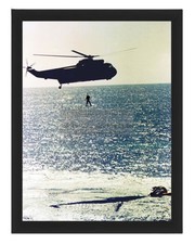 ASTRONAUT L GORDON COOPER JR HOISTED INTO RECOVERY HELICOPTER 8X10 FRAMED PHOTO