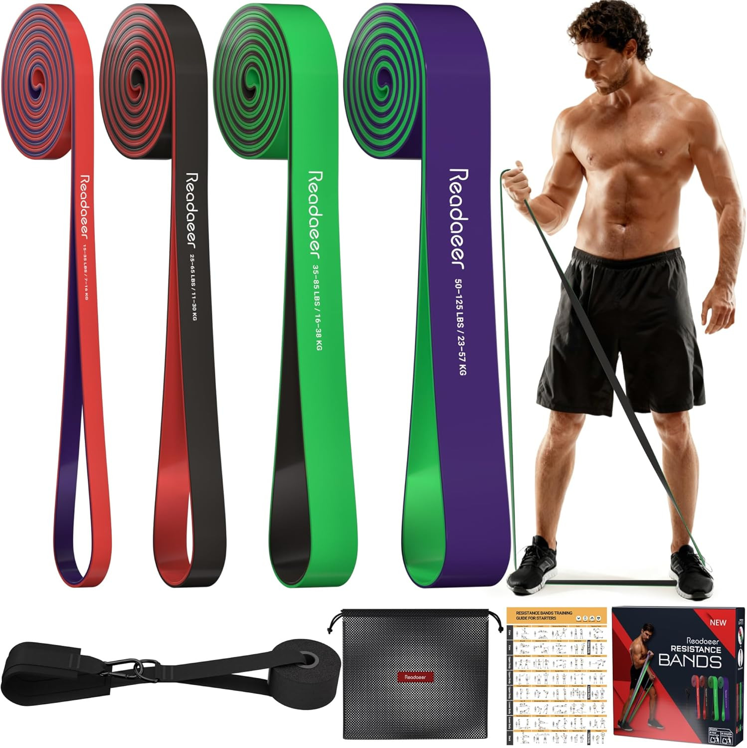 Bande élastique musculation contre le mal de dos lot de 4 bandes de fitness
