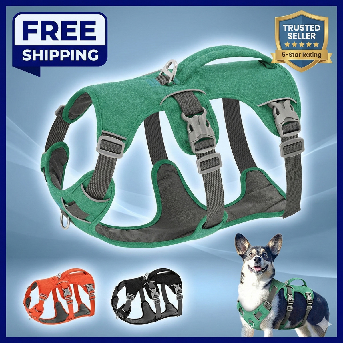 Chaleco reflectante sin tirones con arnés para perro a prueba de escape con asa para pequeño mediano XS