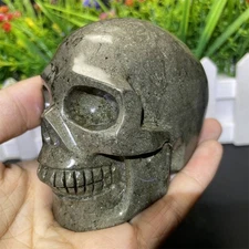 2.2LB 3.3" Natural Pyrite Skull Crystal Decor Reiki Healing Gift Energy