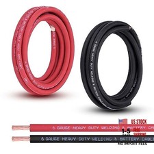 6 Gauge Battery Cable, 10FT Red  10FT Black 6 AWG 6AWG 10FT Black  10FT Red