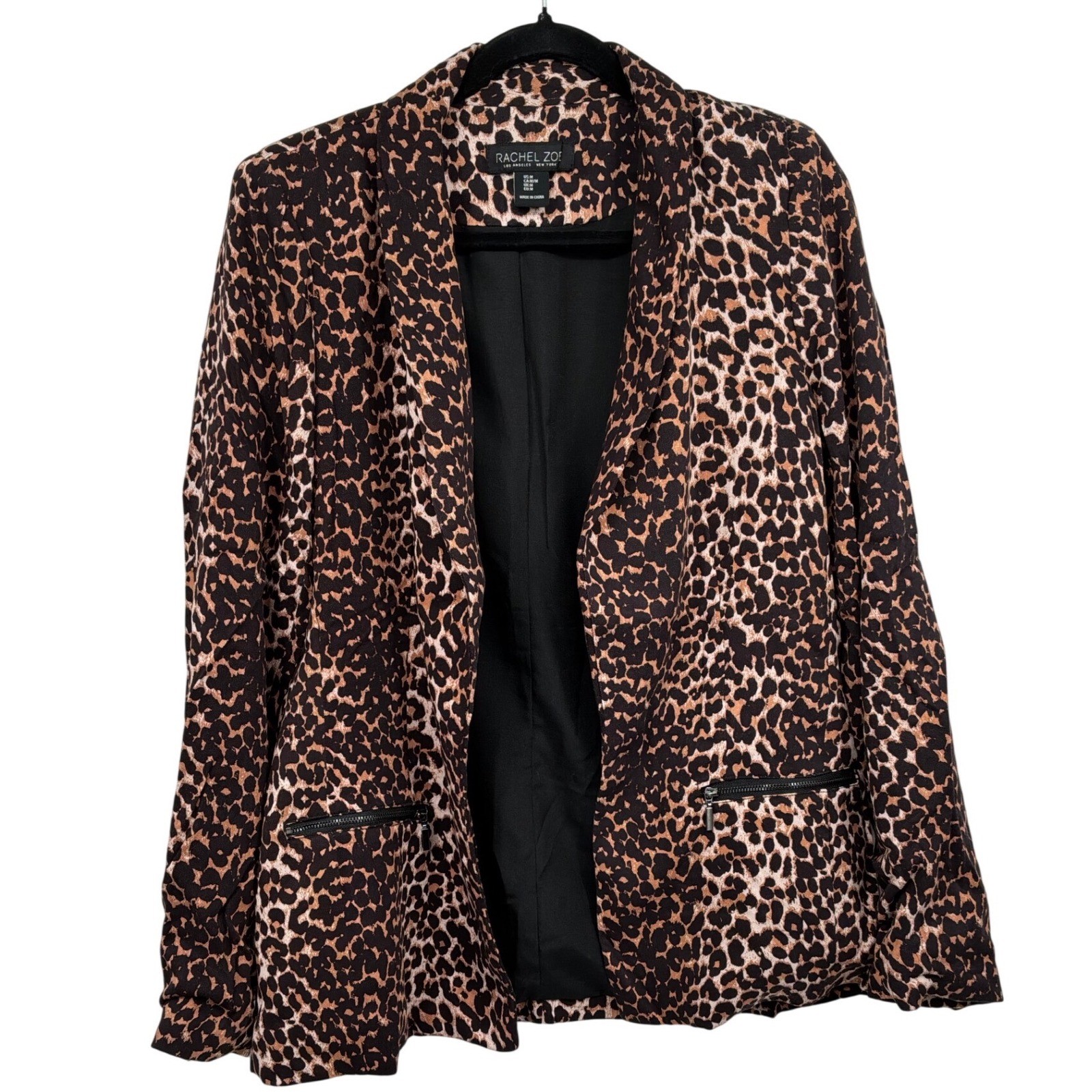 Rachel Zoe Leopard Print Blazer Medium Animal Print Open Front Jacket