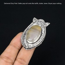 Montana Agate Stone Statement Solitaire Daughter Ring Size 8.5 Sterling Silver
