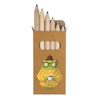 6 kurze Farbstifte ''Frosch hält Kaffeetasse'' (PE00086522)
