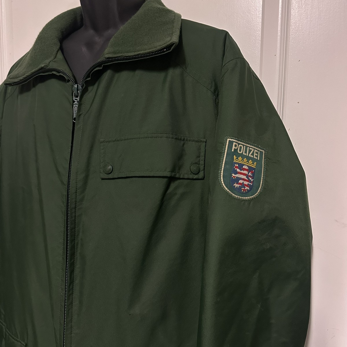 Vintage German Polizei Jacket Mens Green Full Zip Police sz xl | eBay