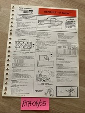 Automobile Technical Sheet Renault 9 R9 TURBO Edition 1985 RTA
