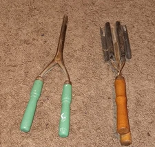 Lot of 2 Vintage Hair Curler and Crimper Mustache Curling Iron Styling Hand Tool