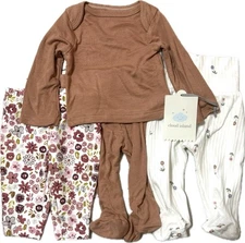 Newborn Infant Cloud Island & Carter's 4pc set 1 Long Sleeve Modal Shirt 3 Pants
