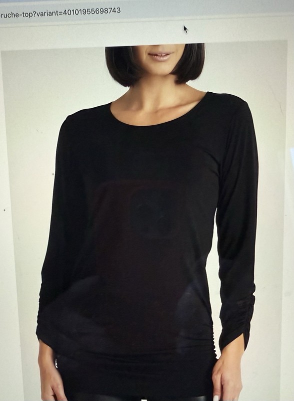 PLANET by Lauren G Tunic Long Sleeve Ruche Tunic Top Black Size 2  (10 -14) NWOT