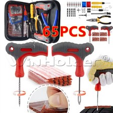 65pcs Motorcycle Car Van Tubeless Type Puncture Repair Kit Tyre Plug Tools Set